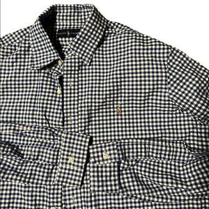 Ralph Lauren Men's Oxford Classic Fit Long Sleeve Button Down Shirt NAVY Gingham